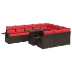 vidaXL Set canapele de grădină cu perne, 11 piese, maro, poliratan vidaXL Set canapele de grădină cu perne, 11 piese, maro, poliratan
