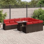 vidaXL Set canapele de grădină cu perne, 11 piese, maro, poliratan vidaXL Set canapele de grădină cu perne, 11 piese, maro, poliratan