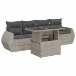 vidaXL Set canapele de grădină cu perne, 5 piese gri deschis poliratan