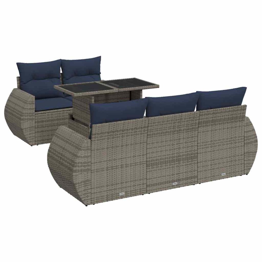 vidaXL Set mobilier grădină cu perne 6 piese gri poliratan/lemn acacia