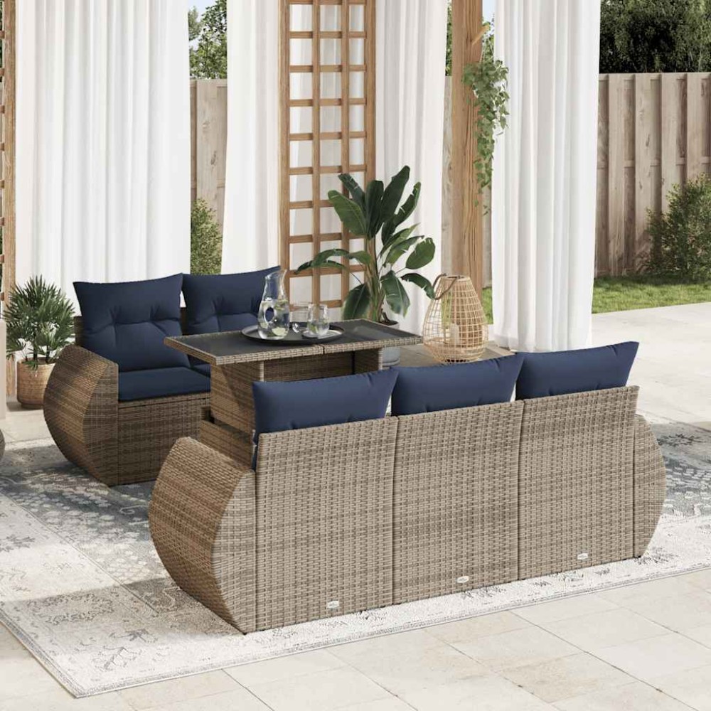 vidaXL Set mobilier grădină cu perne 6 piese gri poliratan/lemn acacia