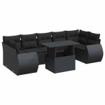 vidaXL Set mobilier de grădină cu perne, 8 piese, negru, poliratan vidaXL Set mobilier de grădină cu perne, 8 piese, negru, poliratan