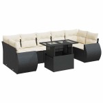 vidaXL Set mobilier de grădină cu perne, 8 piese, negru, poliratan