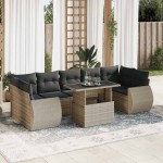 vidaXL Set mobilier de grădină cu perne, 8 piese gri deschis poliratan vidaXL Set mobilier de grădină cu perne, 8 piese gri deschis poliratan