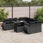 vidaXL Set mobilier de grădină cu perne, 9 piese, negru, poliratan vidaXL Set mobilier de grădină cu perne, 9 piese, negru, poliratan