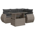 vidaXL Set canapea de grădină cu perne, 5 piese, gri, poliratan