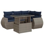 vidaXL Set canapea de grădină cu perne, 5 piese, poliratan/lemn acacia vidaXL Set canapea de grădină cu perne, 5 piese, poliratan/lemn acacia
