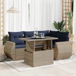 vidaXL Set canapea de grădină cu perne, 5 piese, poliratan/lemn acacia vidaXL Set canapea de grădină cu perne, 5 piese, poliratan/lemn acacia