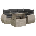vidaXL Set canapele de grădină cu perne, 5 piese gri deschis poliratan vidaXL Set canapele de grădină cu perne, 5 piese gri deschis poliratan