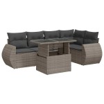 vidaXL Set mobilier grădină cu perne, 6 piese, gri, poliratan