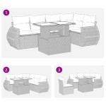 vidaXL Set mobilier grădină cu perne, 6 piese, gri, poliratan