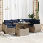 vidaXL Set mobilier grădină cu perne 6 piese gri poliratan/lemn acacia