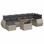 vidaXL Set mobilier de grădină cu perne, 8 piese gri deschis poliratan vidaXL Set mobilier de grădină cu perne, 8 piese gri deschis poliratan