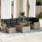 vidaXL Set mobilier de grădină cu perne, 8 piese gri deschis poliratan vidaXL Set mobilier de grădină cu perne, 8 piese gri deschis poliratan