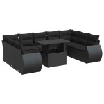 vidaXL Set canapele de grădină cu perne, 10 piese, negru, poliratan