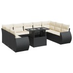 vidaXL Set canapele de grădină cu perne, 10 piese, negru, poliratan