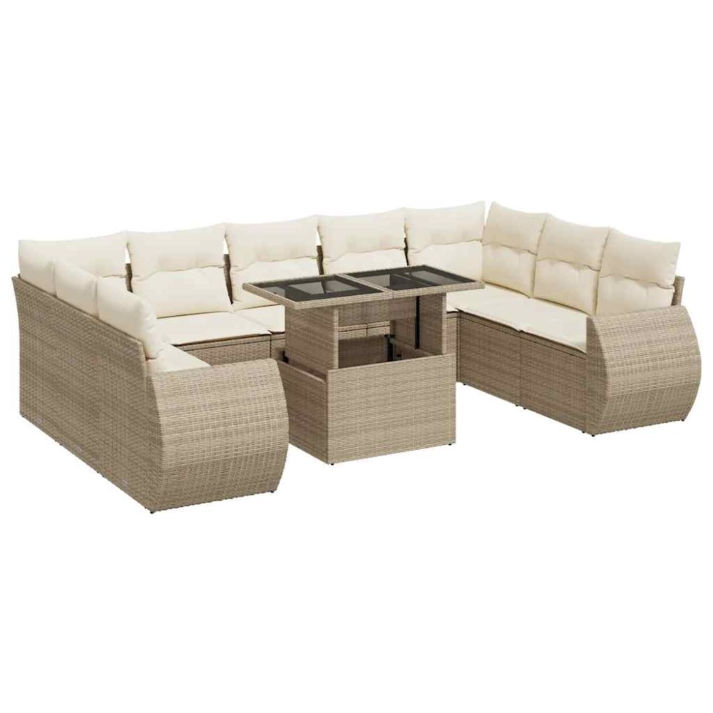 vidaXL Set canapele de grădină cu perne, 10 piese, bej, poliratan