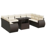 vidaXL Set canapele de grădină cu perne, 10 piese, maro, poliratan