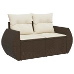 vidaXL Set canapele de grădină cu perne, 10 piese, maro, poliratan