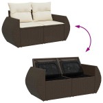 vidaXL Set canapele de grădină cu perne, 10 piese, maro, poliratan