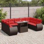 vidaXL Set canapele de grădină cu perne, 10 piese, maro, poliratan