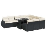 vidaXL Set canapele de grădină cu perne, 11 piese, negru, poliratan vidaXL Set canapele de grădină cu perne, 11 piese, negru, poliratan