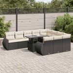 vidaXL Set canapele de grădină cu perne, 11 piese, negru, poliratan vidaXL Set canapele de grădină cu perne, 11 piese, negru, poliratan