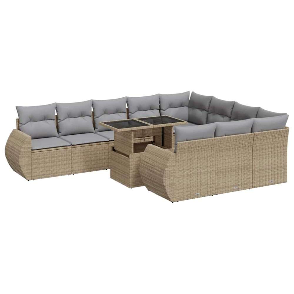 vidaXL Set canapele de grădină cu perne, 11 piese, bej, poliratan