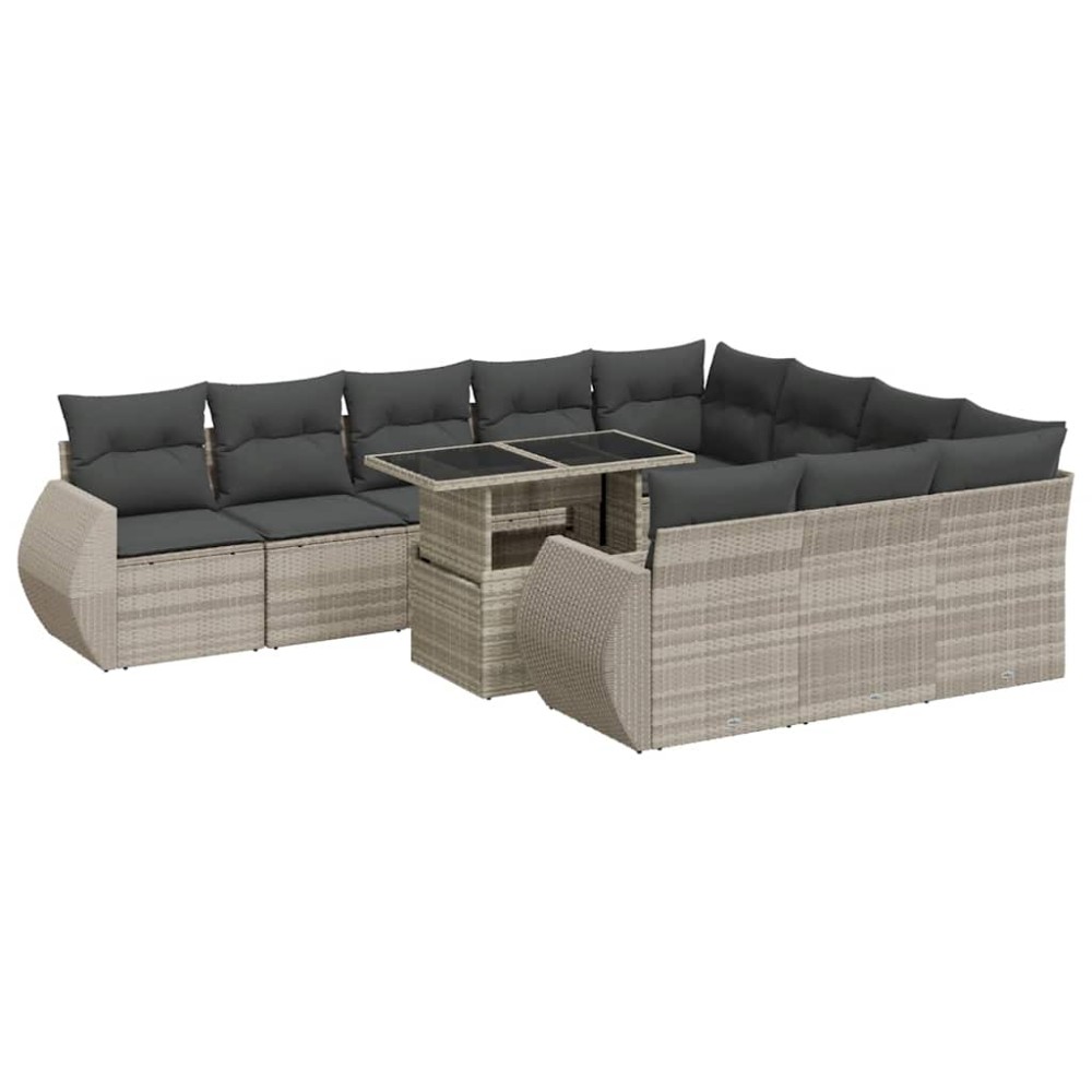 vidaXL Set canapele de grădină cu perne, 11 piese, gri, poliratan