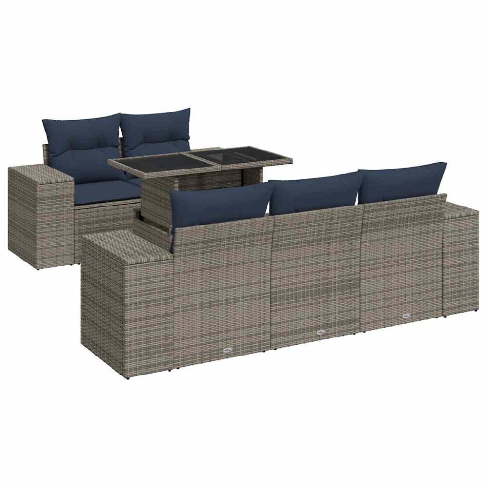 vidaXL Set mobilier grădină cu perne 6 piese gri poliratan/lemn acacia