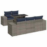 vidaXL Set mobilier grădină cu perne 6 piese gri poliratan/lemn acacia