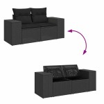 vidaXL Set mobilier de grădină cu perne, 8 piese, negru, poliratan