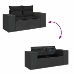 vidaXL Set mobilier de grădină cu perne, 9 piese, negru, poliratan