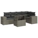 vidaXL Set mobilier grădină cu perne, 6 piese, gri, poliratan vidaXL Set mobilier grădină cu perne, 6 piese, gri, poliratan