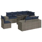 vidaXL Set mobilier grădină cu perne 9piese gri poliratan/lemn acacia