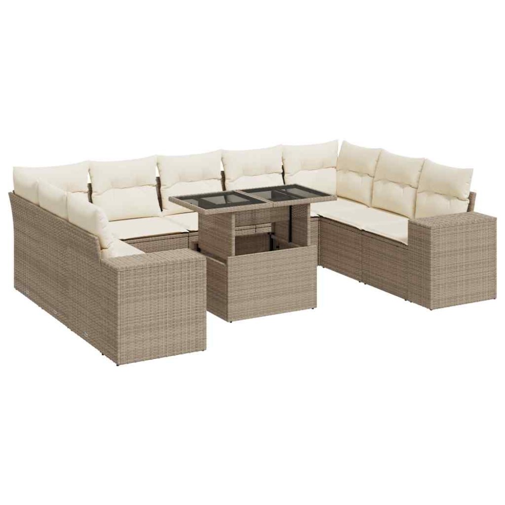 vidaXL Set canapele de grădină cu perne, 10 piese, bej, poliratan