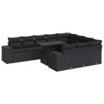 vidaXL Set canapele de grădină cu perne, 11 piese, negru, poliratan vidaXL Set canapele de grădină cu perne, 11 piese, negru, poliratan