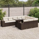vidaXL Set canapele de grădină cu perne, 11 piese, maro, poliratan vidaXL Set canapele de grădină cu perne, 11 piese, maro, poliratan