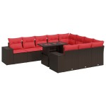 vidaXL Set canapele de grădină cu perne, 11 piese, maro, poliratan vidaXL Set canapele de grădină cu perne, 11 piese, maro, poliratan