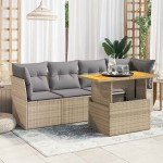 vidaXL Set canapele de grădină cu perne, 5 piese, bej, poliratan vidaXL Set canapele de grădină cu perne, 5 piese, bej, poliratan