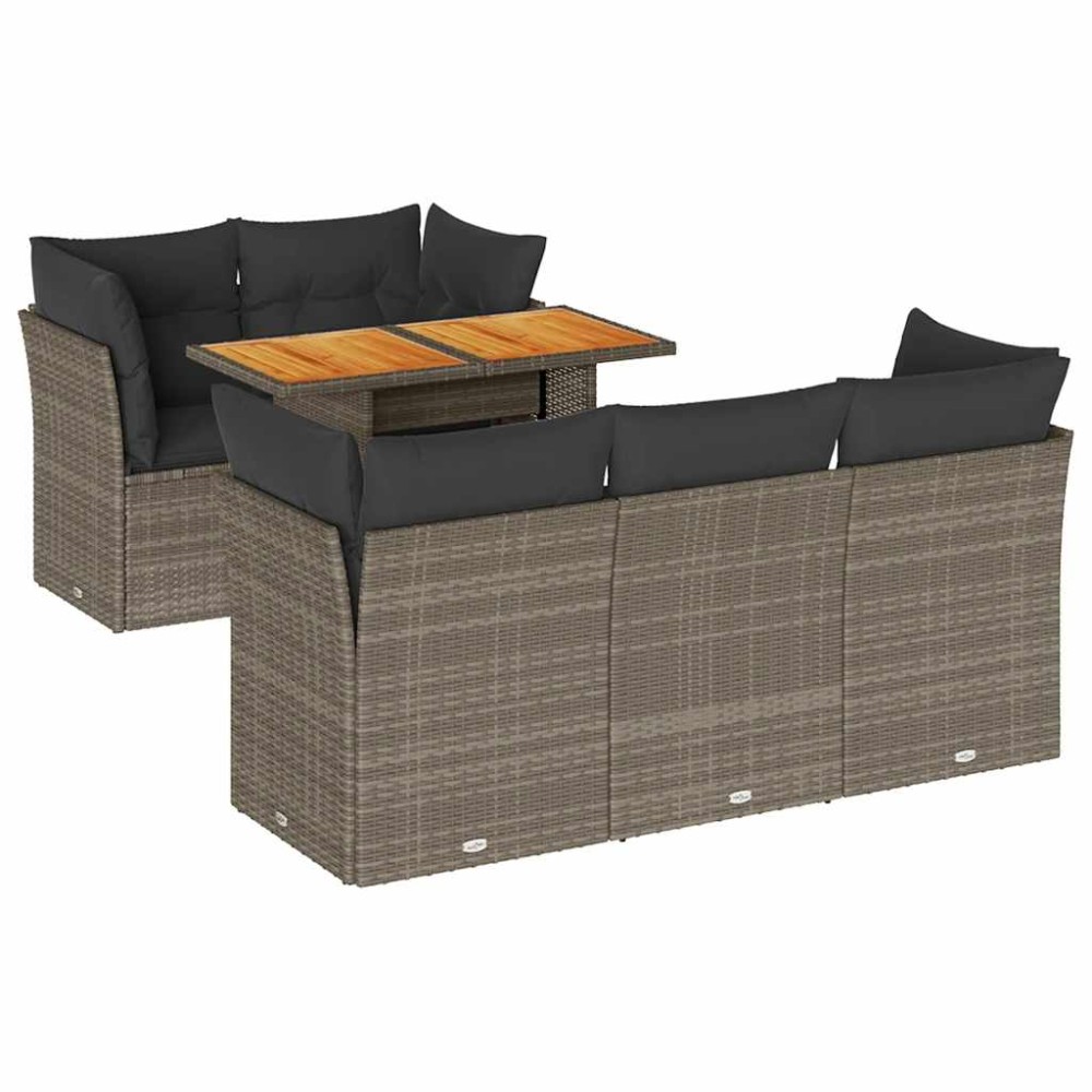 vidaXL Set mobilier grădină cu perne, 6 piese, gri, poliratan
