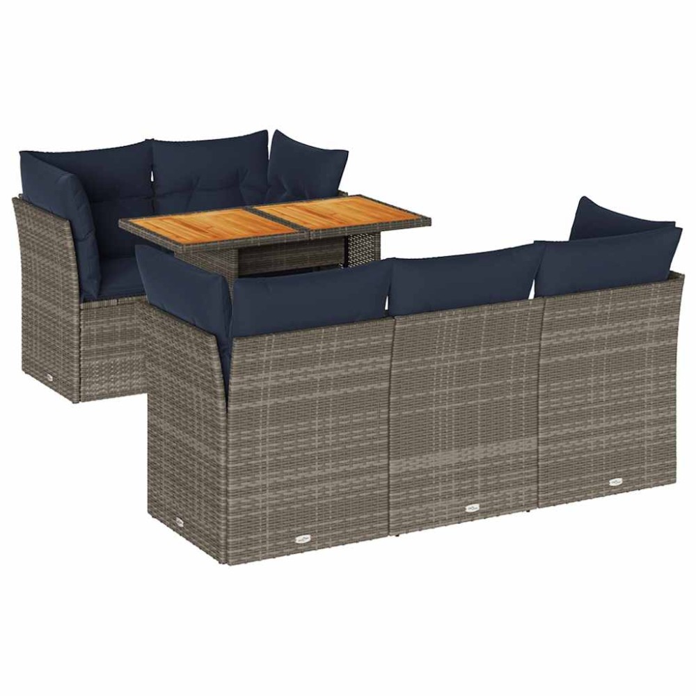 vidaXL Set mobilier grădină cu perne, 6 piese, gri, poliratan