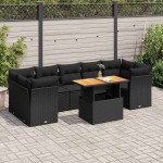 vidaXL Set mobilier de grădină cu perne, 8 piese, negru, poliratan vidaXL Set mobilier de grădină cu perne, 8 piese, negru, poliratan