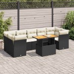 vidaXL Set mobilier de grădină cu perne, 8 piese, negru, poliratan vidaXL Set mobilier de grădină cu perne, 8 piese, negru, poliratan