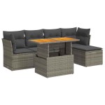 vidaXL Set mobilier grădină cu perne, 6 piese, gri, poliratan
