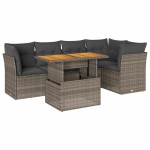 vidaXL Set mobilier grădină cu perne, 6 piese, gri, poliratan