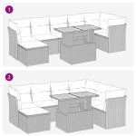 vidaXL Set mobilier de grădină cu perne, 8 piese, negru, poliratan vidaXL Set mobilier de grădină cu perne, 8 piese, negru, poliratan