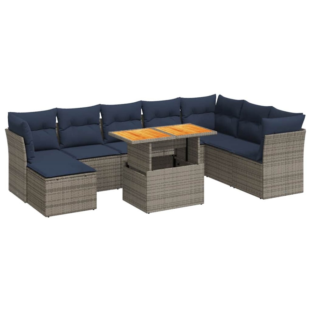 vidaXL Set mobilier grădină cu perne, 6 piese, gri, poliratan