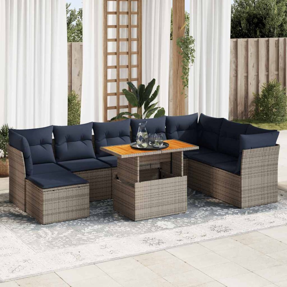 vidaXL Set mobilier grădină cu perne, 6 piese, gri, poliratan
