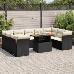 vidaXL Set canapele de grădină cu perne, 10 piese, negru, poliratan vidaXL Set canapele de grădină cu perne, 10 piese, negru, poliratan